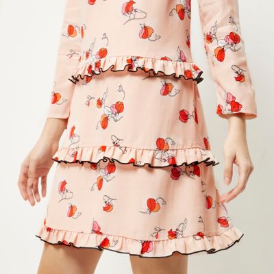 Pink print ruffle dress
